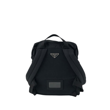 PRADA Tessuto Triangle Logo Front Buckle Backpack Black Vintage 8na4hp