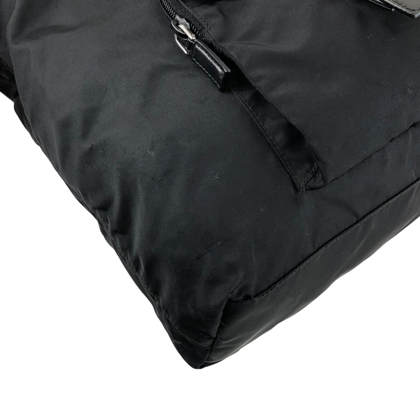 PRADA Tessuto Triangle Logo Front Pocket Two-way Handbag Shoulder bag Black Vintage kuap33