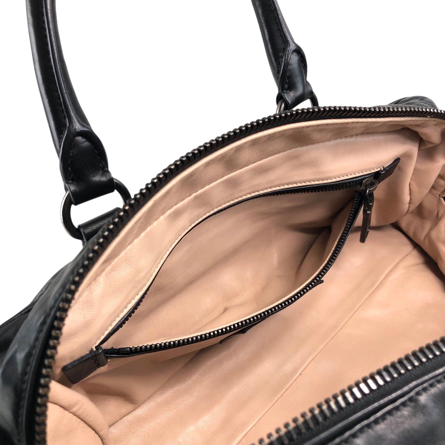 PRADA Logo Handbag Boston bag Black Vintage 2ces57