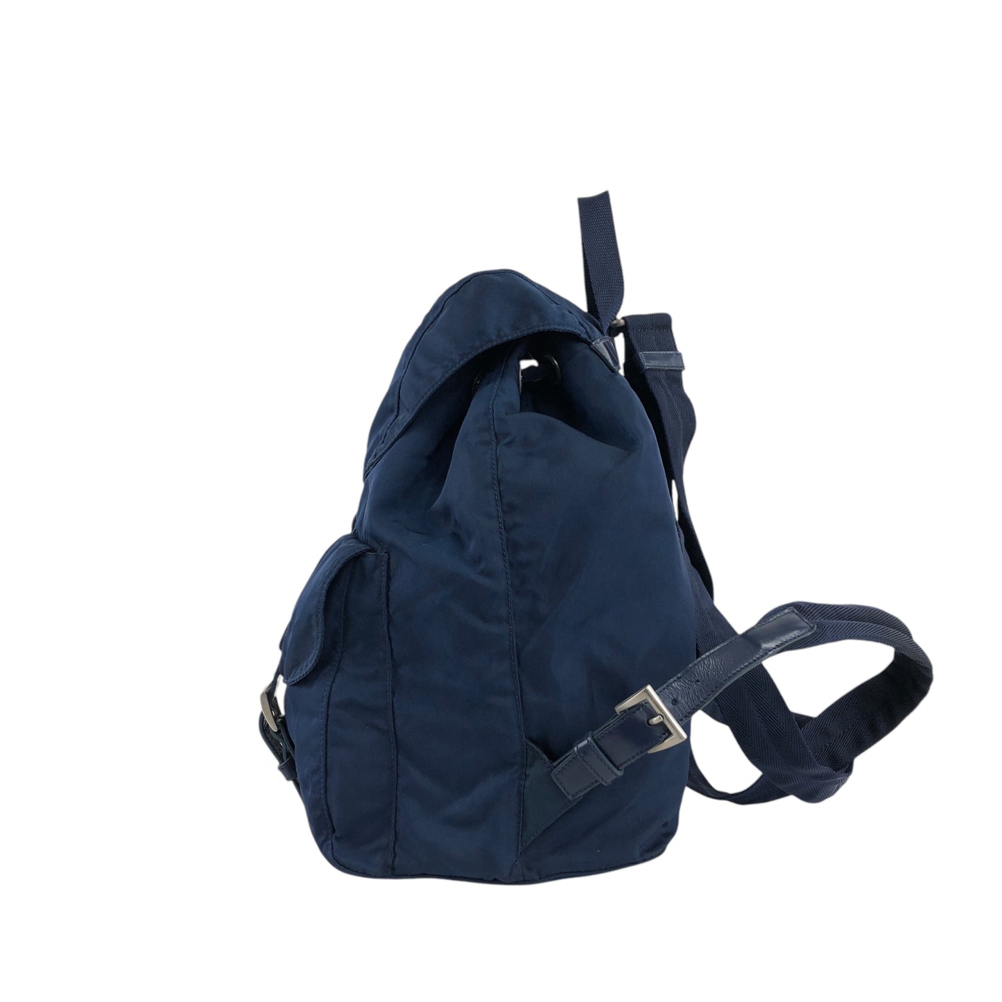 PRADA Triangle Logo Double Pocket Backpack Navy Vintage 7x3s5r