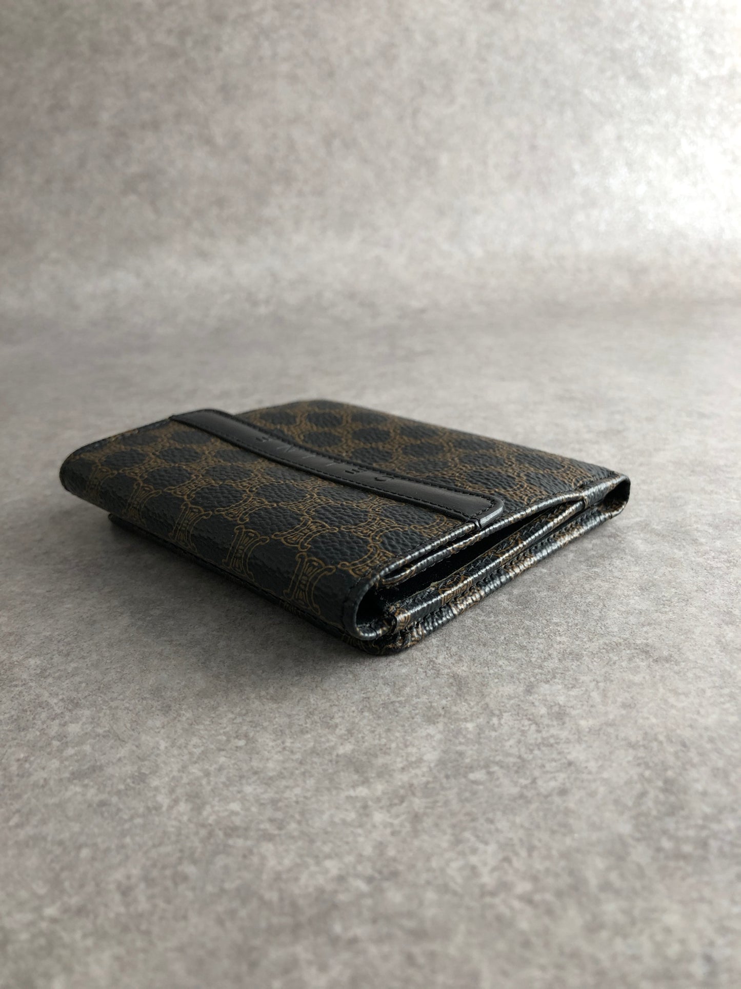 CELINE Macadam Logo Folded Wallet Black Vintage a4wnam