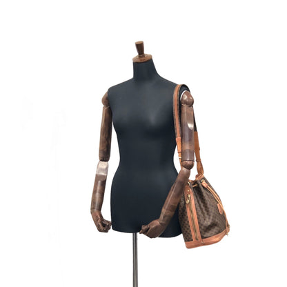 CELINE Macadam Blason Drawstring Shoulder bag Brown Vintage 7zaha3