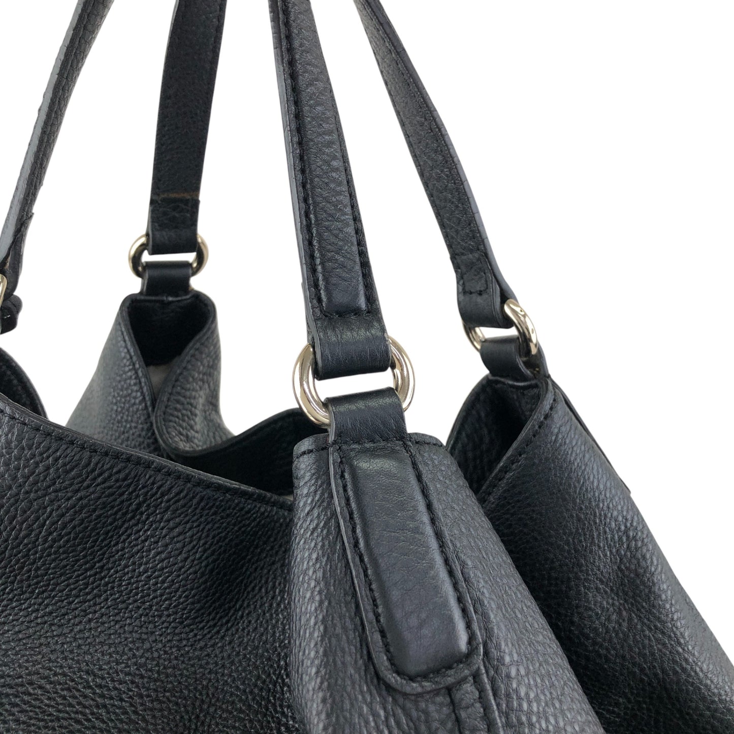 GUCCI Logo Embossed Tassel Shoulder bag Hobobag Black Vintage p2pw3n