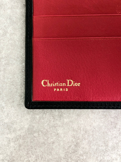 Christian Dior CD Logo Embossed Folded Wallet Black Vintage 7ctetb