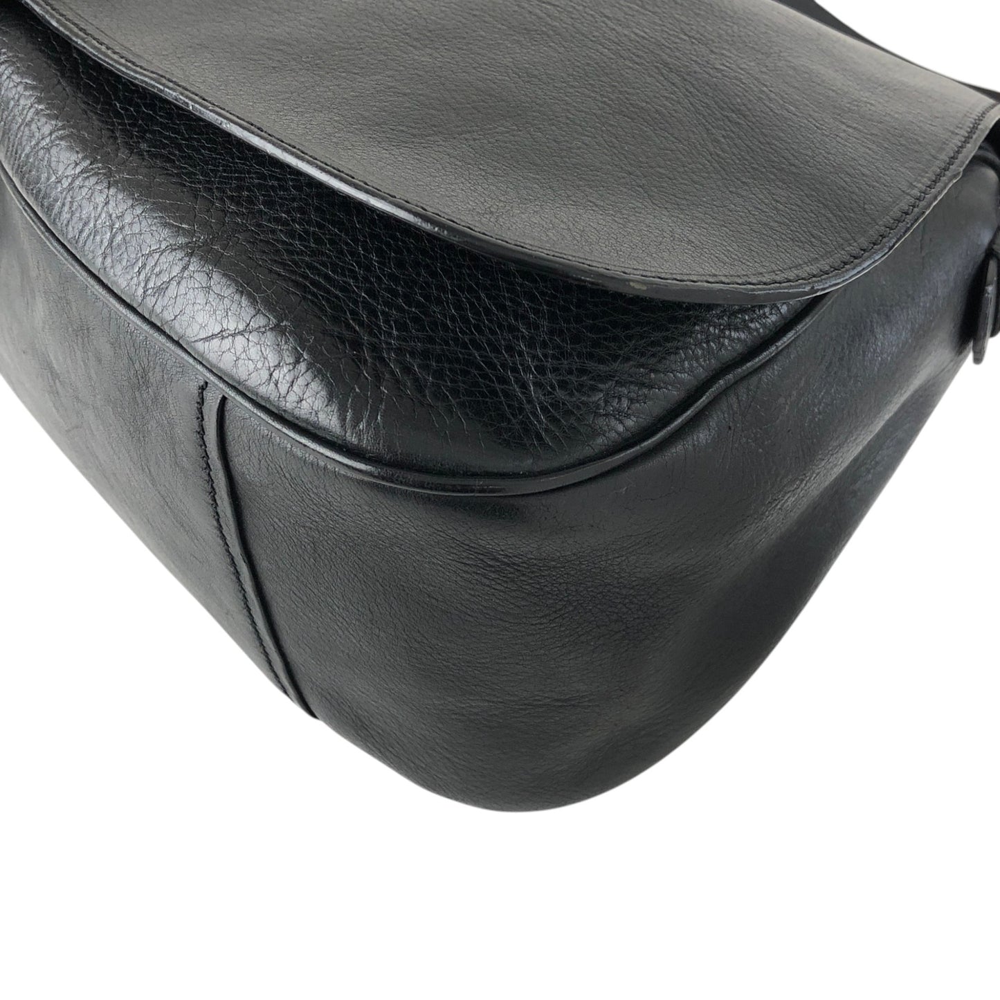 PRADA Logo Front Buckle Shoulder bag Hobobag Black Vintage m5w8bc