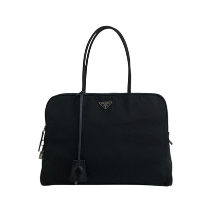 PRADA Triangle Logo Padlock Totebag Black Vintage b8nscy