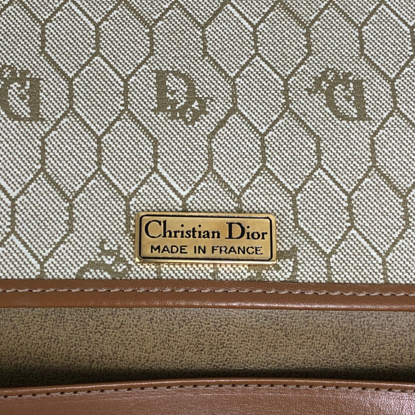 Christian Dior Honeycomb Pattern Chain Shoulder bag Beige Vintage gfhe2x