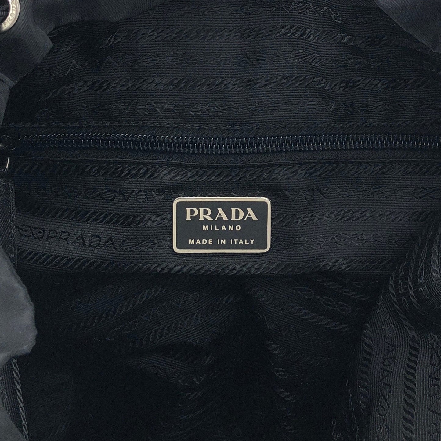 PRADA Tessuto Triangle Logo Front Buckle Double Pocket  Backpack Black Vintage ept4gf