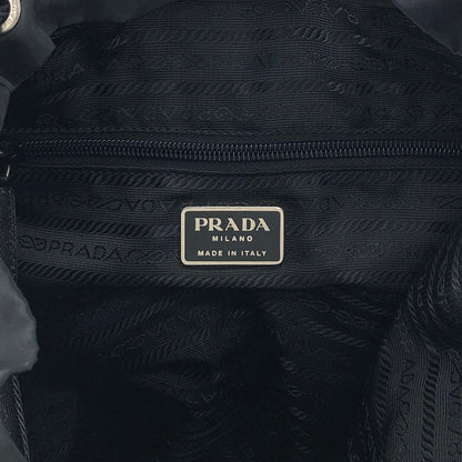 PRADA Tessuto Triangle Logo Front Buckle Double Pocket  Backpack Black Vintage ept4gf