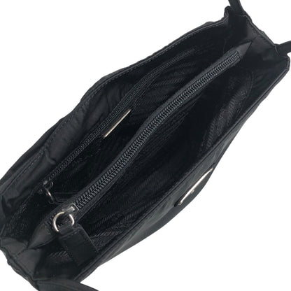PRADA Triangle Logo Handbag Black Vintage sfzwud