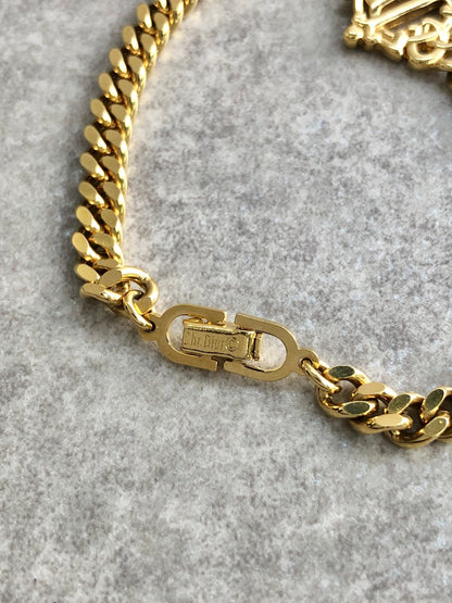 Christian Dior Logo Motif Bracelet Gold Vintage kh8fhb
