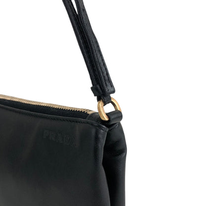 PRADA Logo Embossed Shoulder bag Black Vintage 4833mz