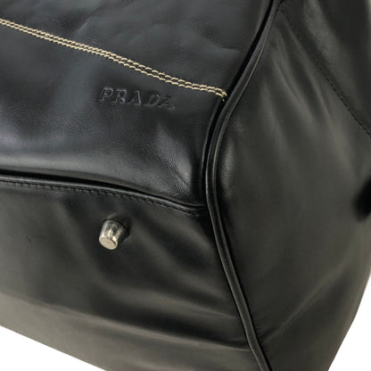 PRADA Leather Two-way Handbag Shoulder bag Boston bag Black Vintage uxvrch
