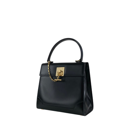 CELINE Gancini Two-way Handbag Shoulder bag Black Vintage nifgs8