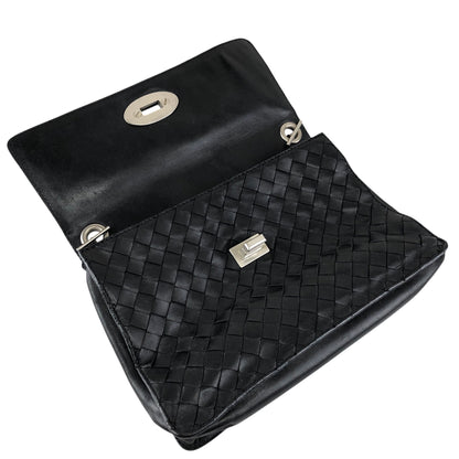 Bottega Veneta Intrecciato Turn Lock Shoulder bag Black Vintage jk5whm