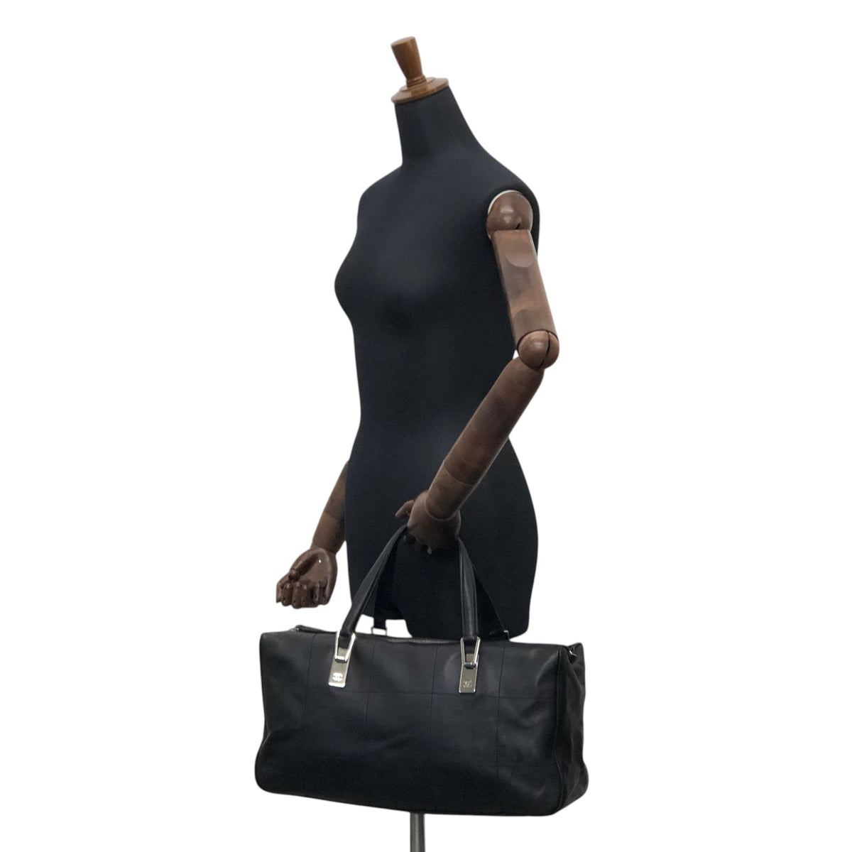 CHANEL Chocolate Bar Handbag Boston bag Black Vintage 6gabx8