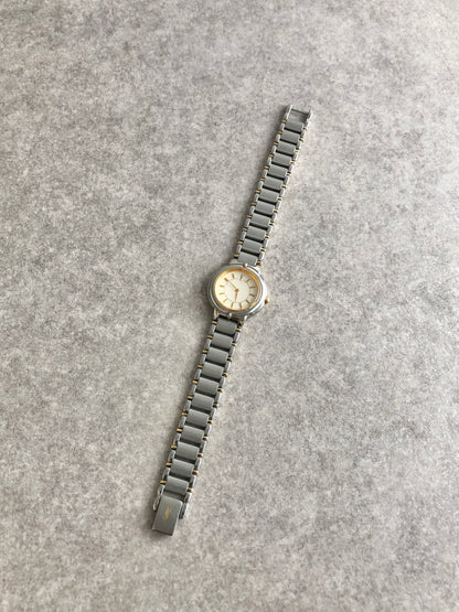 Yves Saint Laurent YSL Logo Quartz Watch Silver 5420-F45413 Vintage wyf5mz
