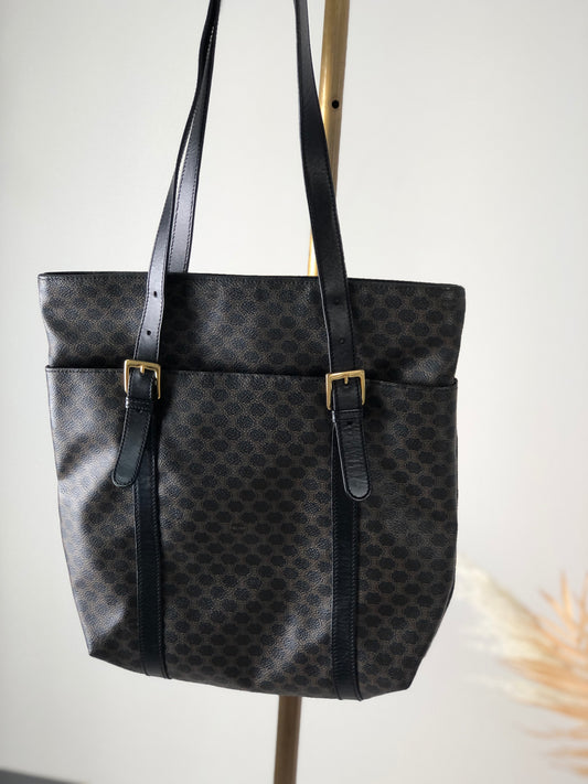 CELINE Macadam Shoulder bag Totebag Black Vintage ys3btx