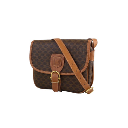 CELINE Macadam Blason Front Buckle Shoulder bag Brown Vintage z5ucpb