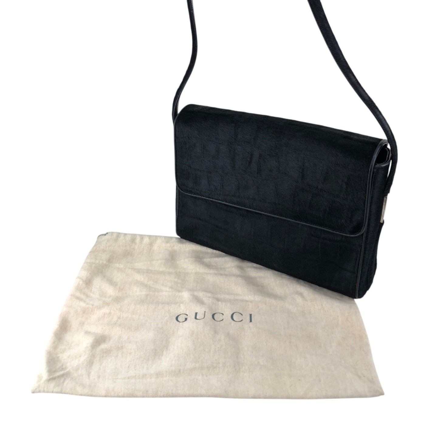 GUCCI Logo Shoulder bag Black Vintage v7uzb2