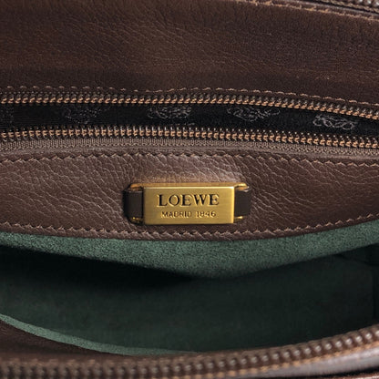 LOEWE Logo Embossed Shoulder bag Brown Vintage kv866j