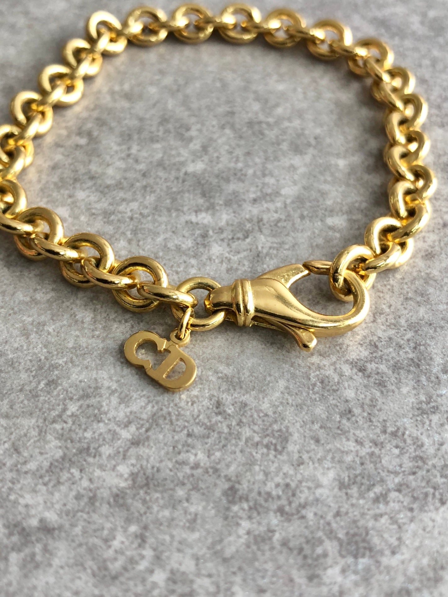Christian Dior CD Logo Bracelet Gold Vintage sjyrym