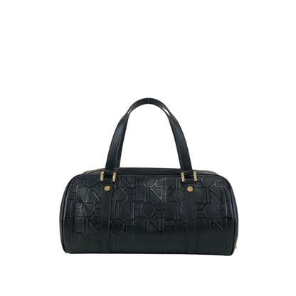 CELINE Logo Embossed Handbag Black Vintage 2jj6ge