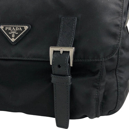 PRADA Tessuto Triangle Logo Shoulder bag Black Vintage t2gb5a