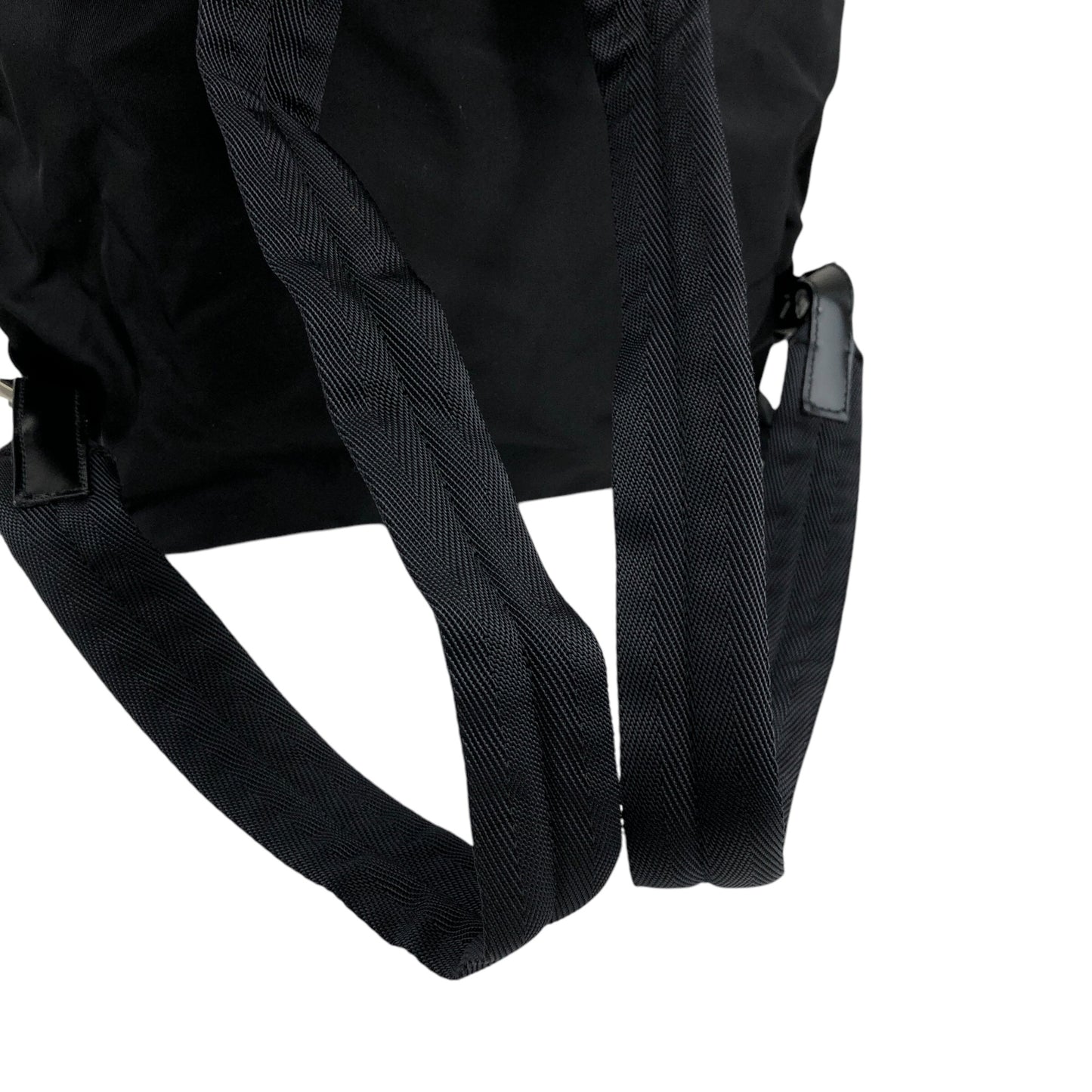 PRADA Tessuto Triangle Logo Front Buckle Backpack Black Vintage 554w4r
