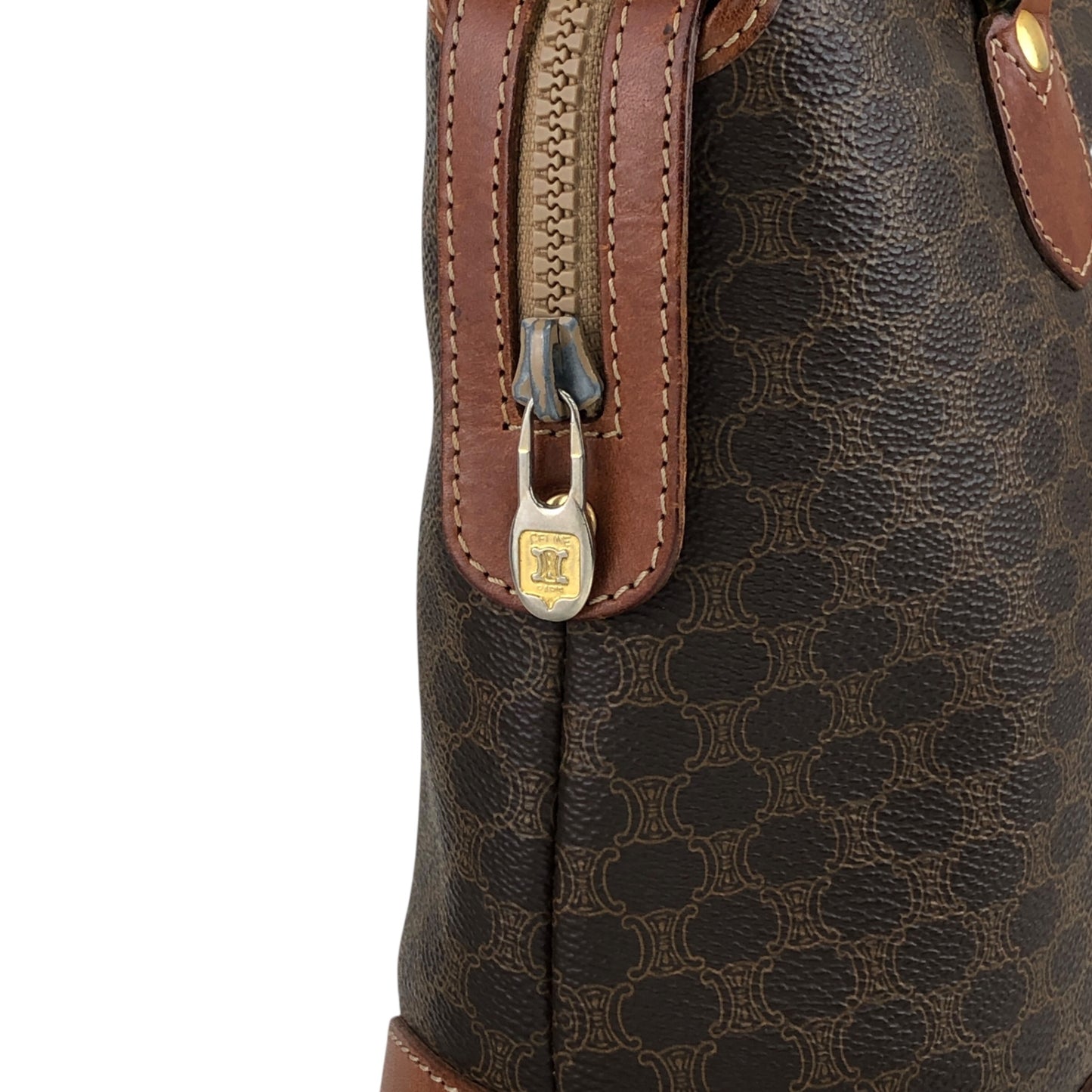 CELINE Macadam Blason Handbag Brown Vintage yry5hb