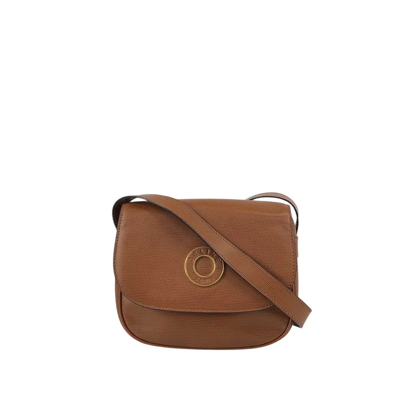 CELINE Circle Logo Shoulder bag Brown Vintage p88a4y