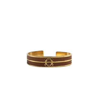 LOEWE Anagram Bangle Brown×Gold Vintage 8nmmtj