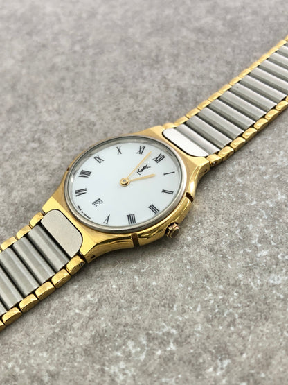 Yves Saint Laurent YSL Logo Watch Silver Vintage 5nc7zu