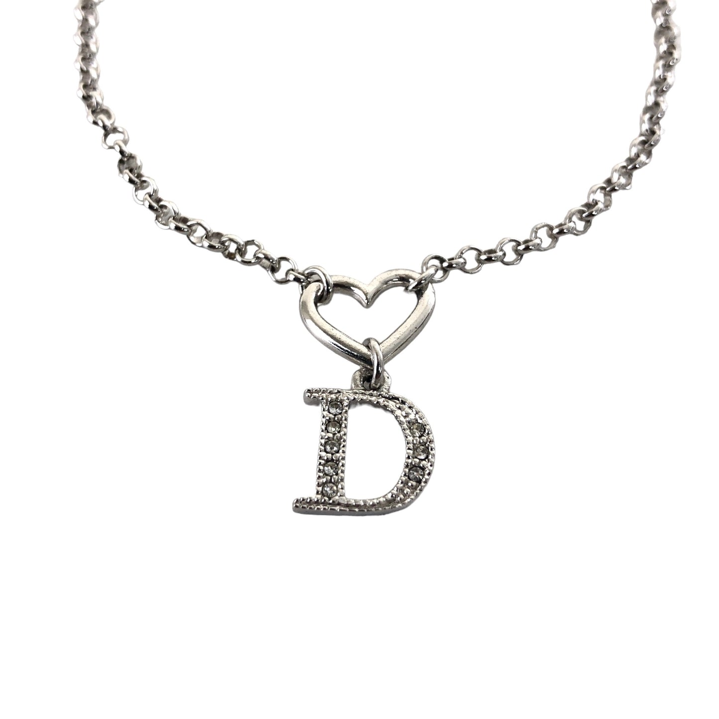 Christian Dior Logo Rhinestone Bracelet Silver Vintage wnbzjh