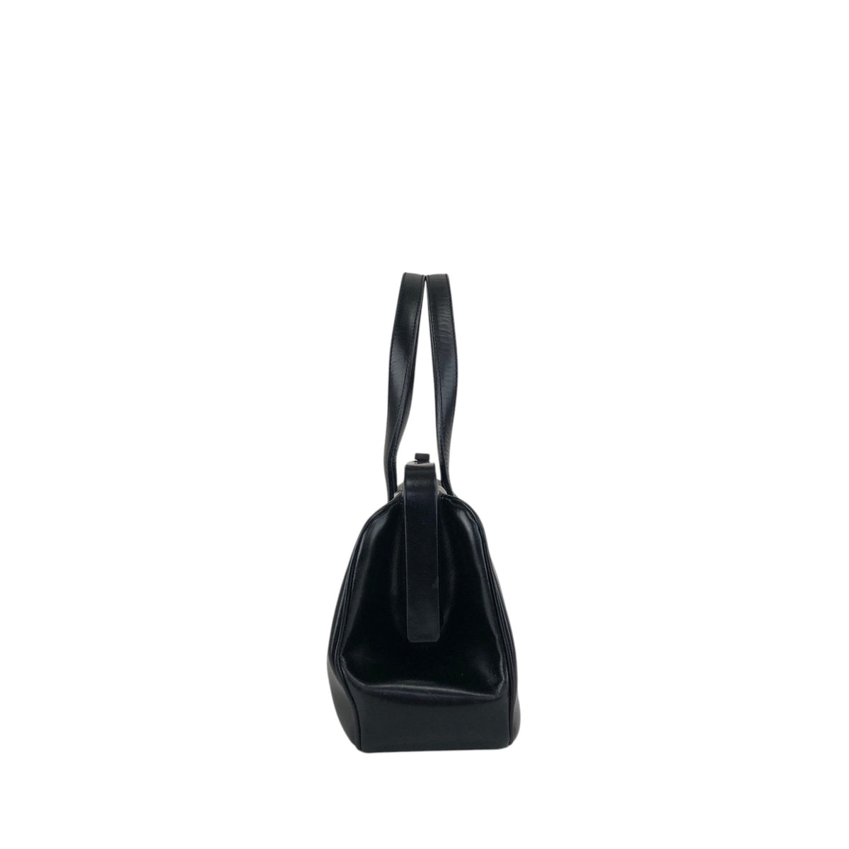 PRADA Metal Clasp Handbag Black Vintage 6am4p2