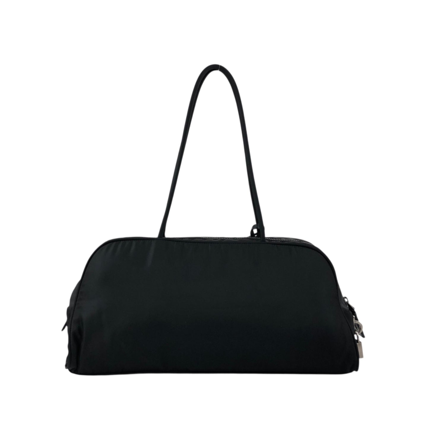 PRADA Tessuto Triangle Logo Padlock Small Boston bag Handbag Black Vintage a3zkst