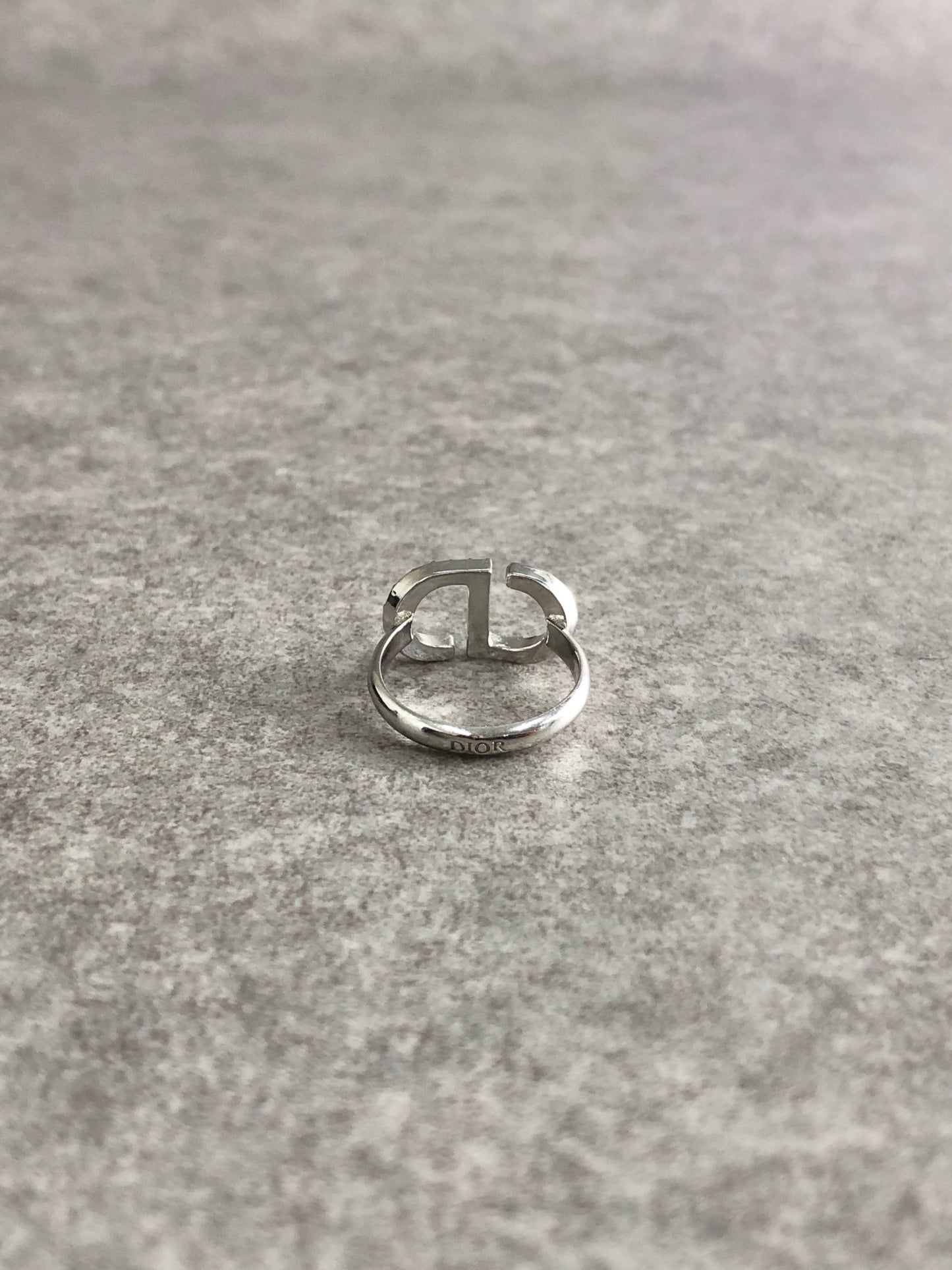 Christian Dior CD Logo Motif Rhinestone Ring Silver PETIT CD Vintage di6pz4
