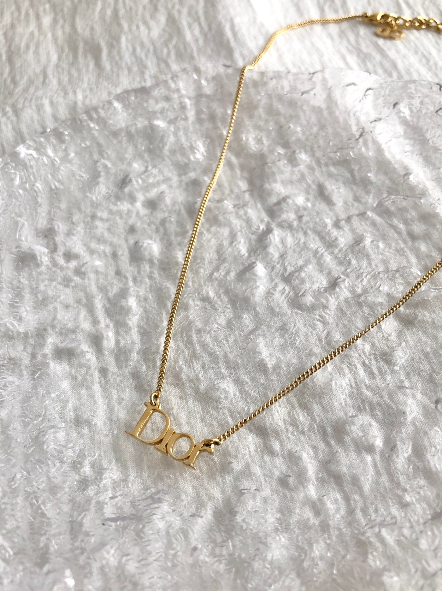 Christian Dior Logo Motif Necklace Gold Vintage jtke47