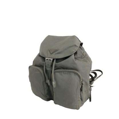 PRADA Triangle Logo Double Pocket Backpack Khaki Vintage ufdafe