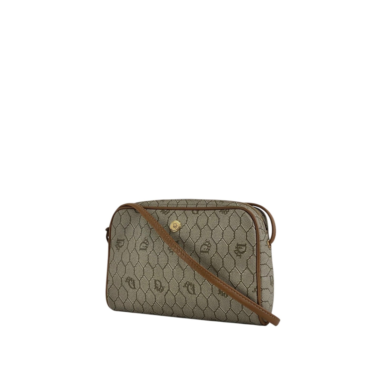 Christian Dior Small Honeycomb Pattern Logo Shoulder bag Beige Vintage ptj22k