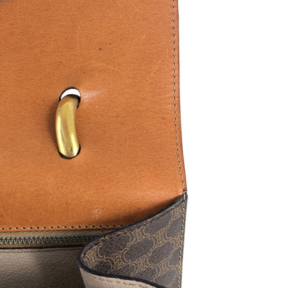 CELINE Macadam Horse Bit Double Flap Top Handle Handbag Brown Vintage 6caaii
