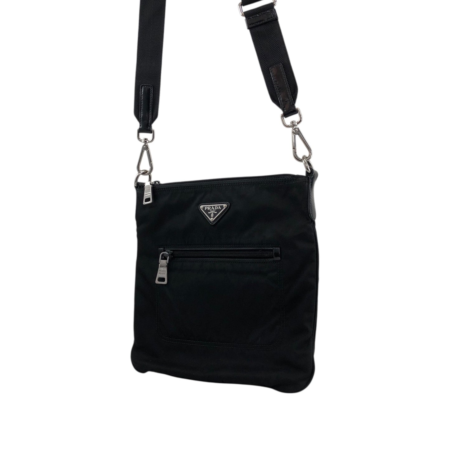 PRADA Tessuto Triangle Logo Shoulder bag Black Vintage b7upke