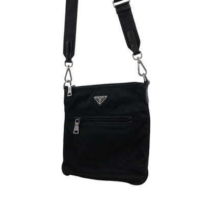 PRADA Tessuto Triangle Logo Shoulder bag Black Vintage b7upke