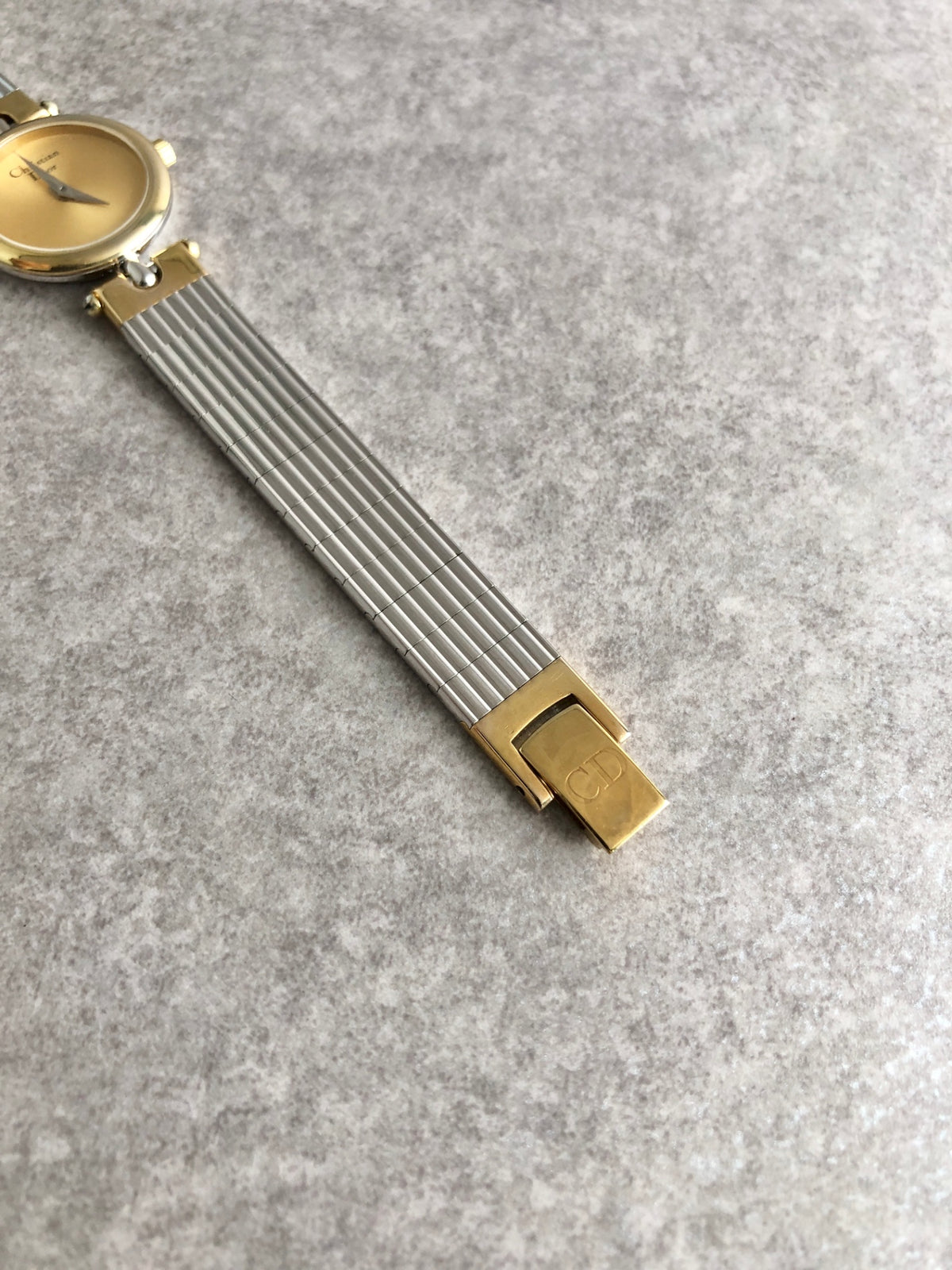 Christian Dior Logo Quartz Watch Silver×Gold 3025 Vintage h2x5fz