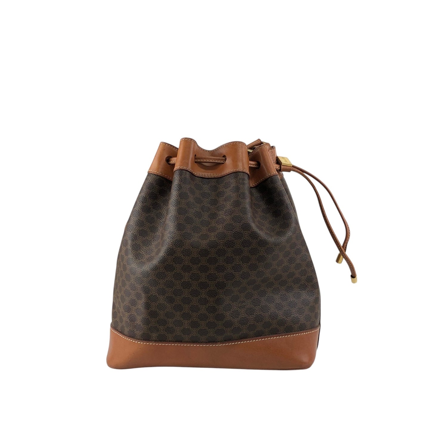 CELINE Macadam Drawstring Shoulder bag Brown Vintage v7knp2