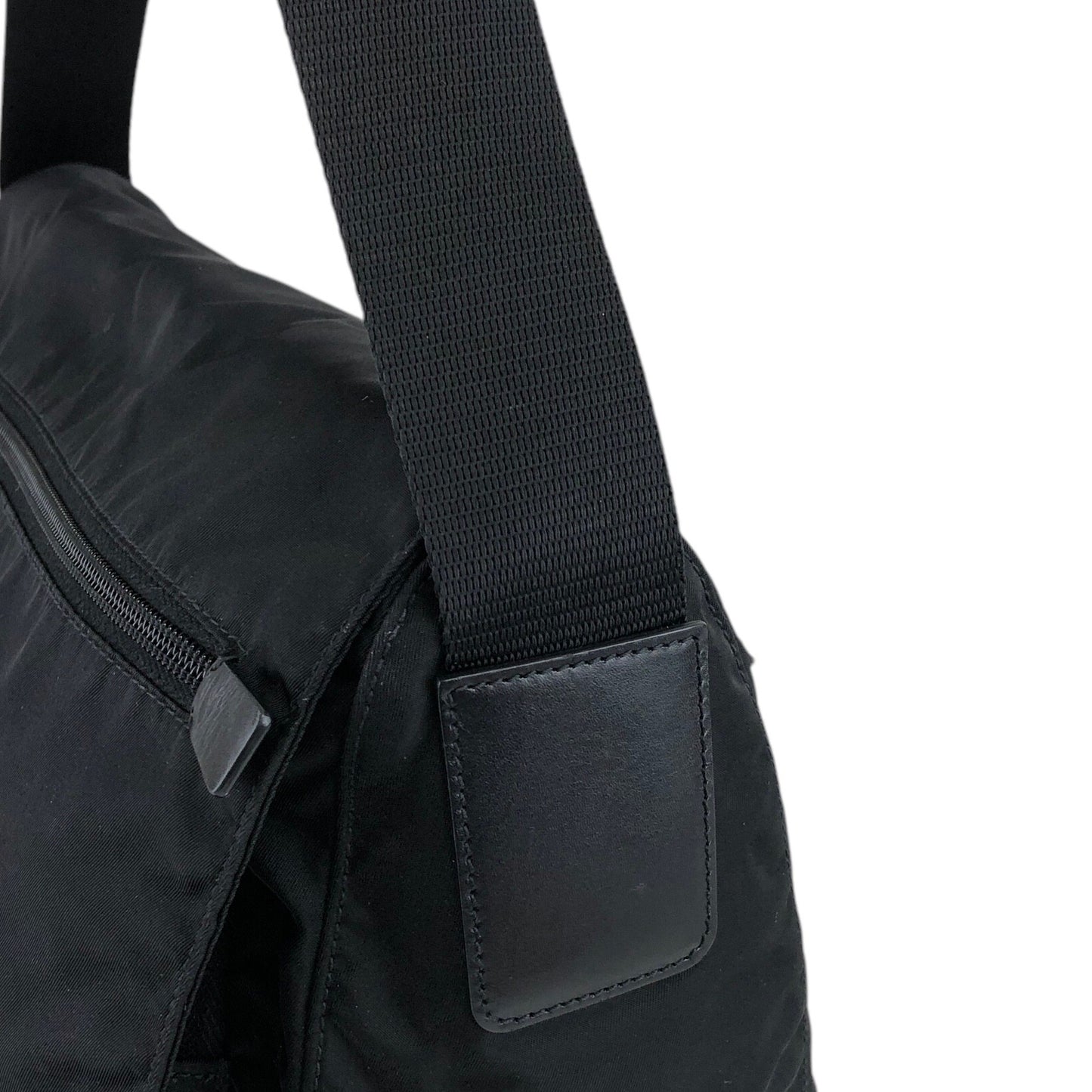 PRADA Tessuto Triangle Logo Shoulder bag Black Vintage zrh5tr