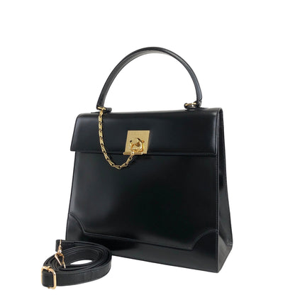 CELINE Gancini Two-way Top Handle Handbag Shoulder bag Black Vintage cjehs7