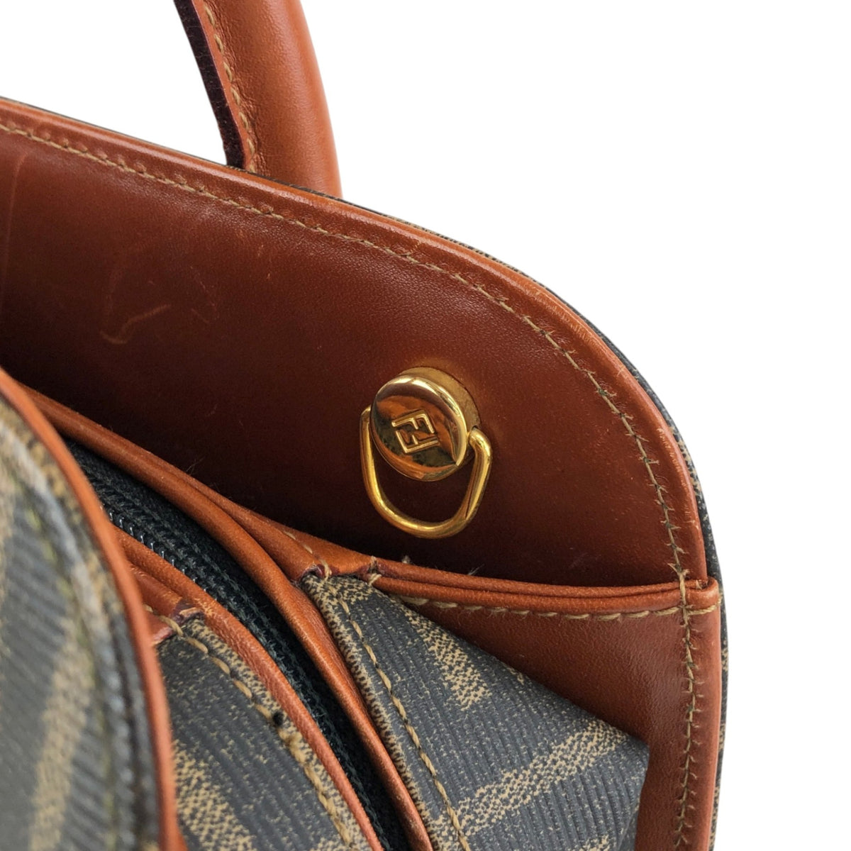 FENDI Zucca Logo Handbag Boston bag Brown Vintage ewdytc