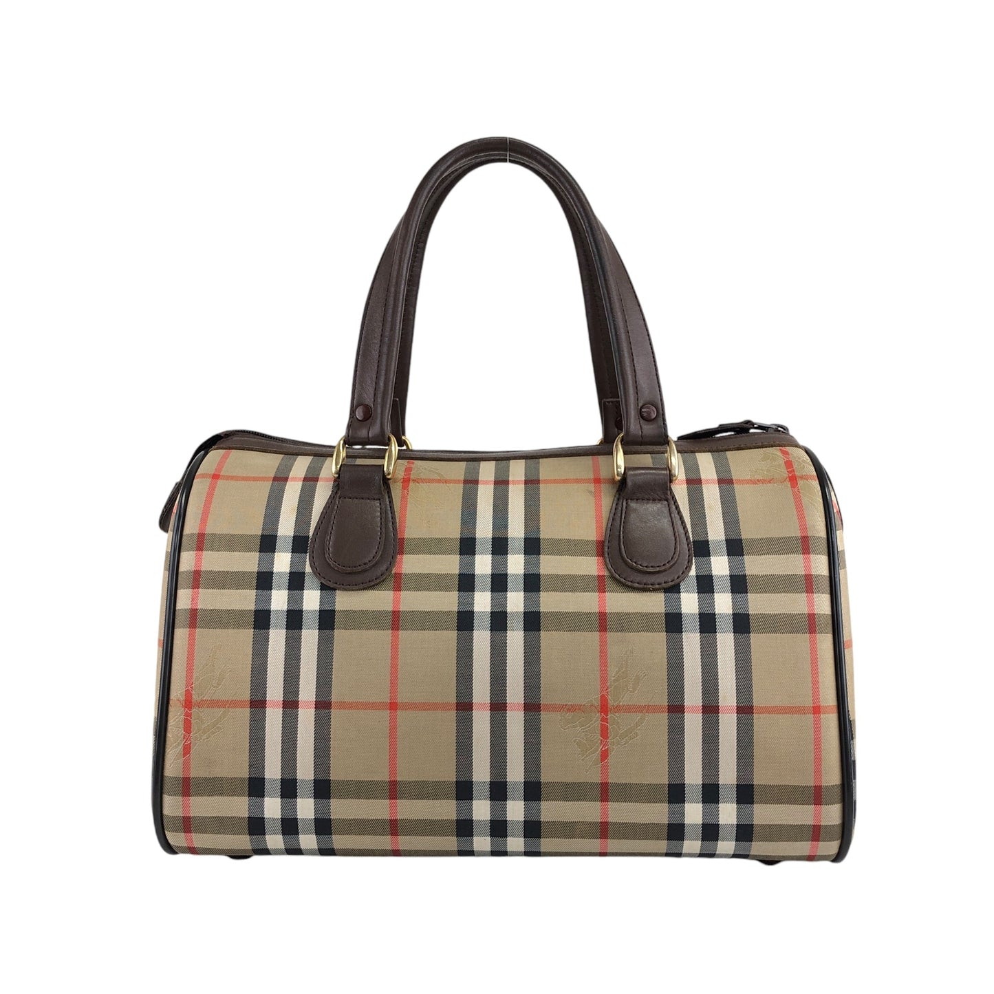 BURBERRY Classic Check Logo Handbag Boston bag Beige Vintage p2ptmi