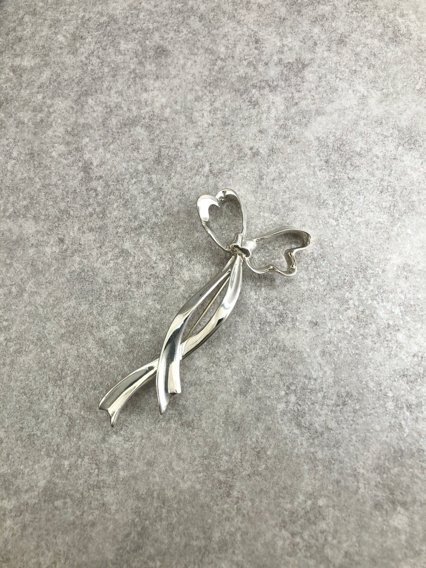 Tiffany & Co. Ribbon Motif Brooch Silver Vintage tcufvv